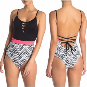 NEW Maaji Women’s Size Small Black Orlov One Piece Reversible Bathing Suit